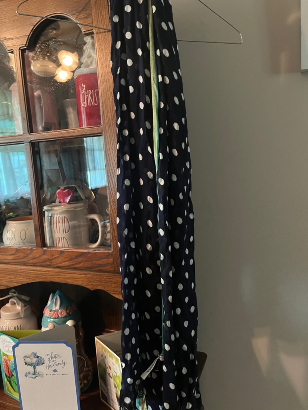 Aeropostale Navy Polka Dot Scarf